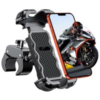 Zewdov Motorcycle Phone Mount, Upgrade Bike Phone Mount [1s Lock][Secure Protection], 360° Rotatable Phone Holder for Mountain Bike/ATV/Scooter Handlebar, Compatible with iPhone/Samsung 4.7-6.8"