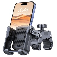 2024 Motorcycle Phone Mount, Bike Phone Holder Mount [Camera Friendly] [Built-in Holder for AirTag], Bicycle Scooter Phone Mount Handlebar Clamp, Compatible with iPhone Samsung, 4.7-6.8” Phones